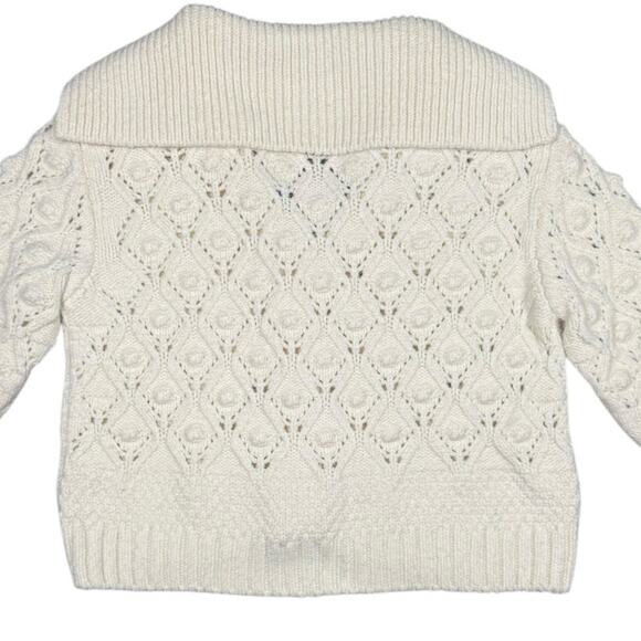 Zara Chunky Knit Sweater Button Front Cardigan Off White/Cream Womens Sz Medium - Picture 7 of 16